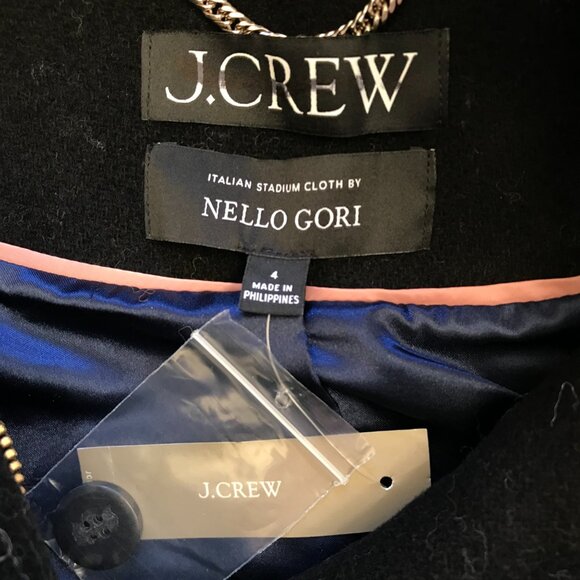 NWT JCREW Long Villa Cocoon Coat Womens 4 Black Italian Stadium Cloth Wool BV650 - Picture 6 of 12